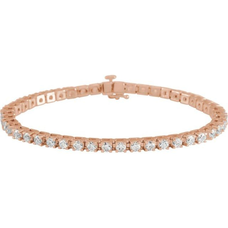 14K Rose Gold 5 CTW Natural Diamond Line 7 1/4" Bracelet