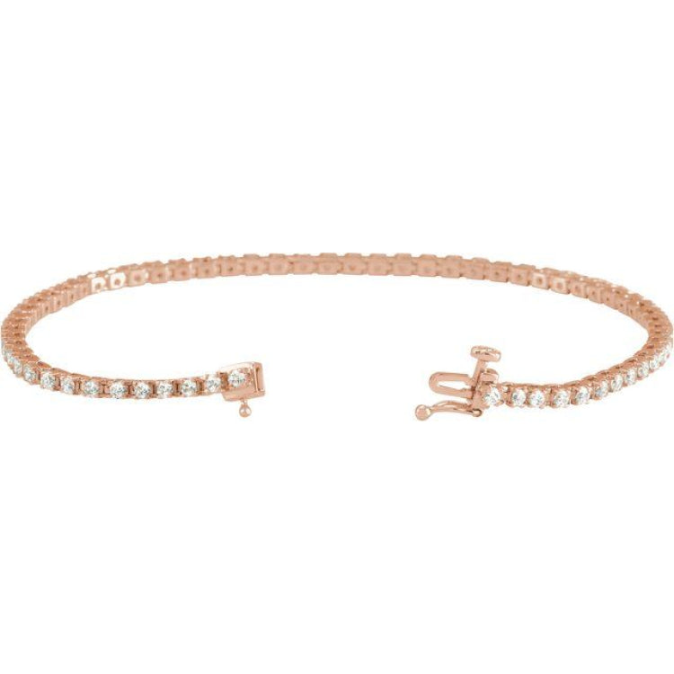 14K Rose Gold 2 CTW Lab-Grown Diamond Line 7 1/4" Bracelet