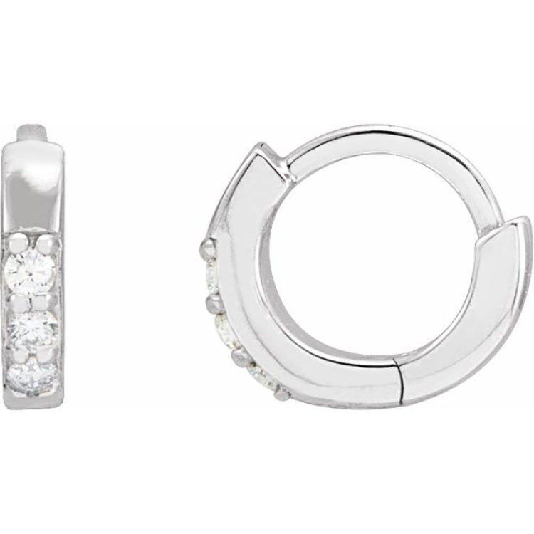 Sterling Silver .05 CTW Natural Diamond Hinged 8 mm Hoop Earrings