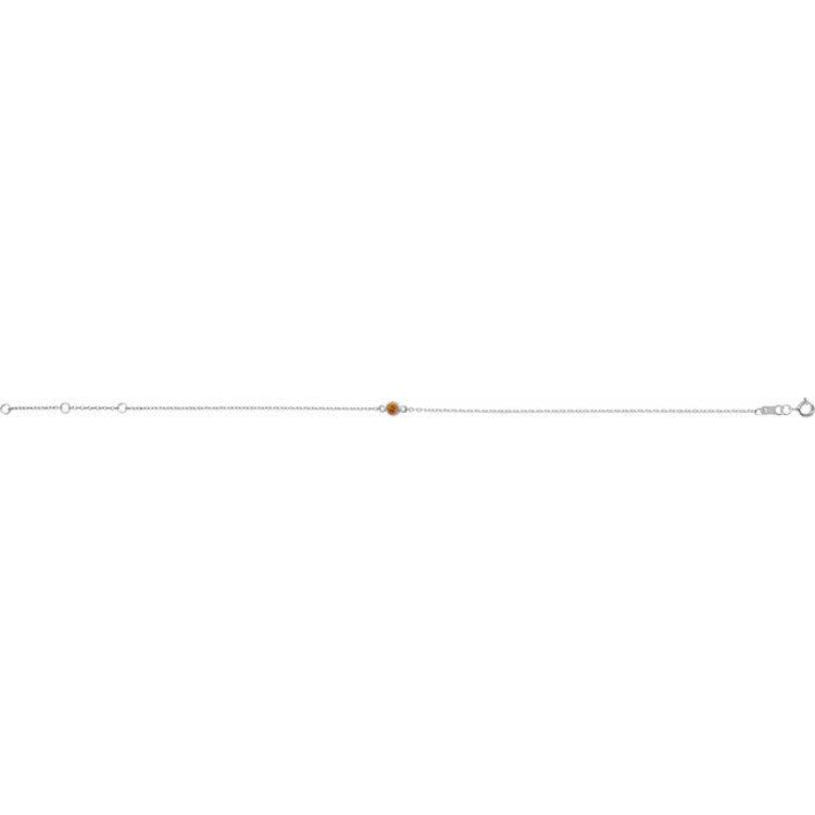 Sterling Silver Natural Citrine Bezel-Set Solitaire 6 1/2-7 1/2" Bracelet