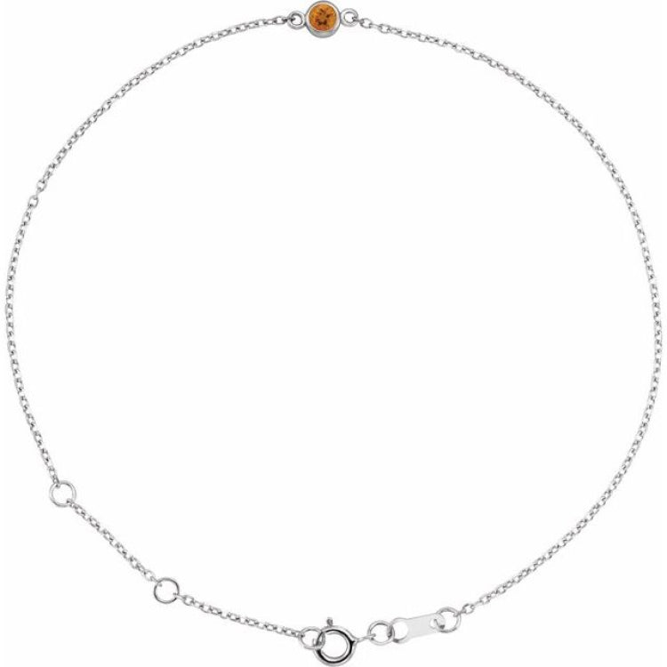 Platinum Natural Citrine Bezel-Set Solitaire 6 1/2-7 1/2" Bracelet