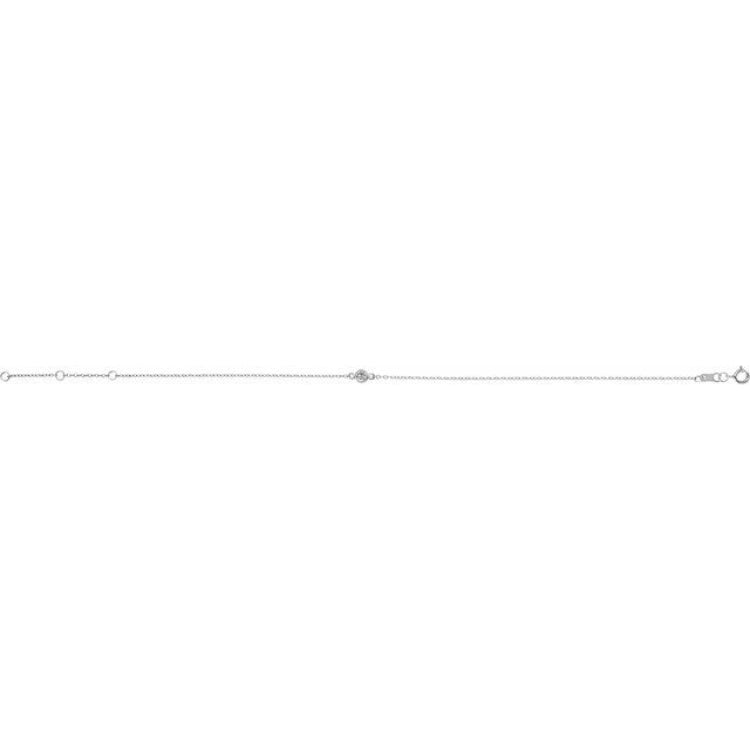 Sterling Silver Natural White Sapphire Bezel-Set Solitaire 6 1/2-7 1/2" Bracelet