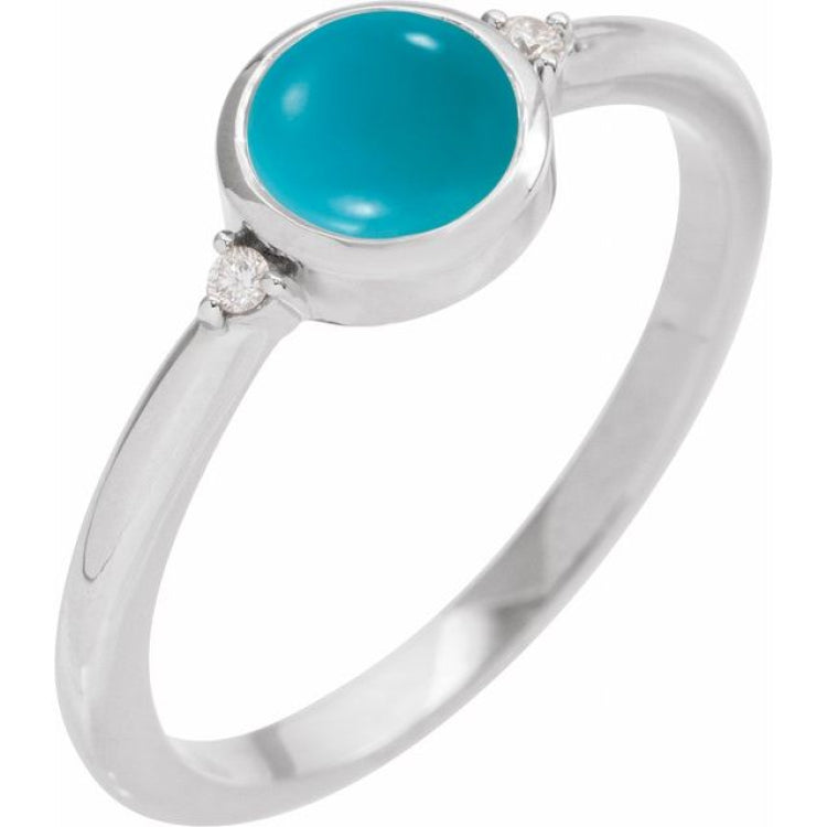 Platinum Natural Turquoise & .03 CTW Natural Diamond Ring