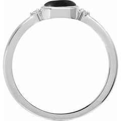 Platinum 8 mm Round Natural Black Onyx & .03 CTW Natural Diamond Ring
