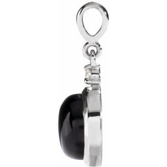 Sterling Silver 8 mm Natural Black Onyx & .03 CT Natural Diamond Cabochon Pendant