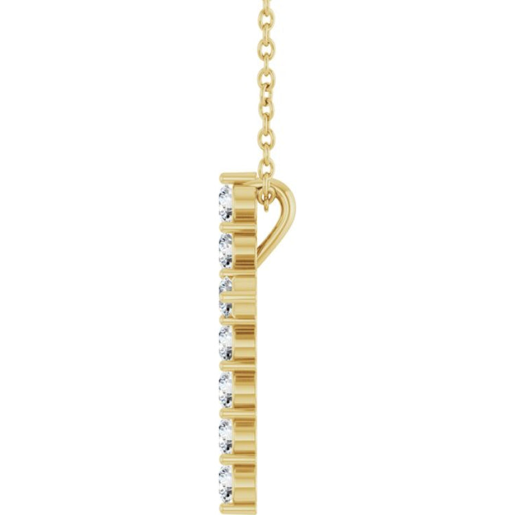 14K Yellow Gold 3/8 CTW Lab-Grown Diamond Cross 16-18" Necklace