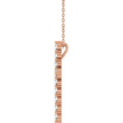 14K Rose Gold 3/4 CTW Lab-Grown Diamond Cross 16-18" Necklace