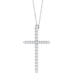 14K White Gold 1 CTW Lab-Grown Diamond Cross 16-18" Necklace