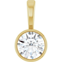 14K Yellow Gold 1/4 CT Lab-Grown Diamond Bezel-Set Solitaire Pendant