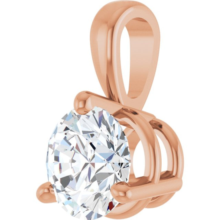 14K Rose Gold 3/4 CT Lab-Grown Diamond Pendant