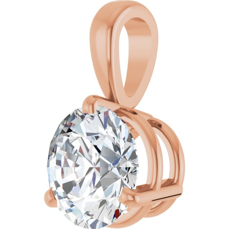 14K Rose Gold 1 CT Lab-Grown Diamond Pendant