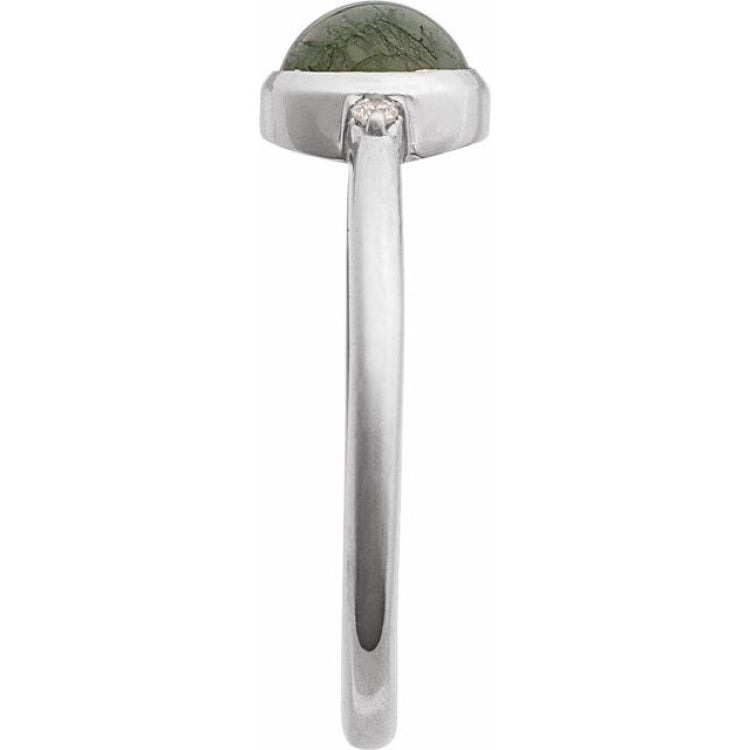 Sterling Silver Natural Moss Agate & .03 CTW Natural Diamond Ring