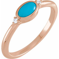 14K Rose Gold Natural Turquoise & .03 CTW Natural Diamond Ring