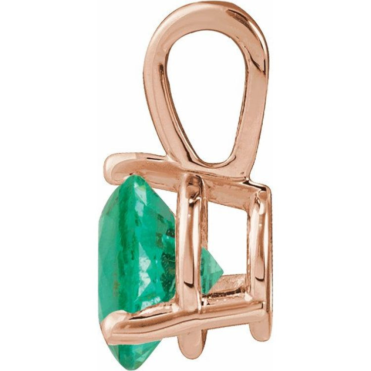 14K Rose Gold Lab-Grown Emerald Pendant