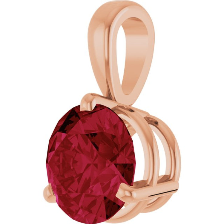 14K Rose Gold Lab-Grown Ruby Pendant