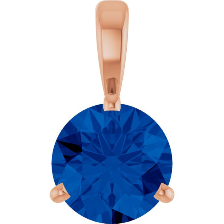 14K Rose Gold Lab-Grown Blue Sapphire Pendant