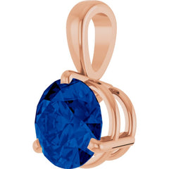 14K Rose Gold Lab-Grown Blue Sapphire Pendant