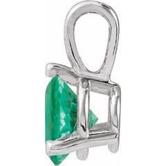 14K White Gold Lab-Grown Emerald Pendant