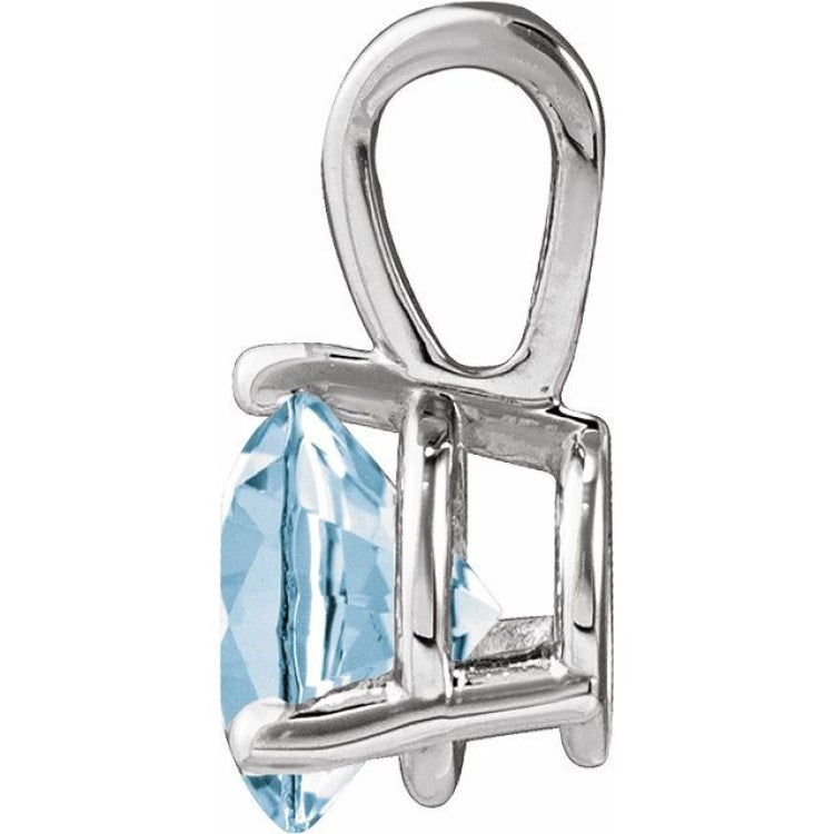 14K White Gold Lab-Grown Aqua Sapphire Pendant