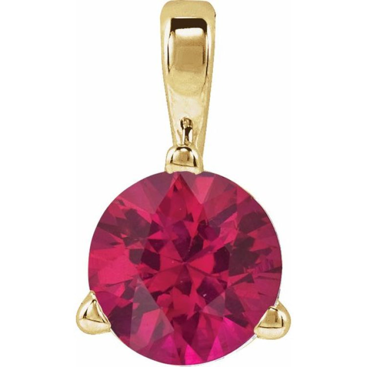 14K Yellow Gold Lab-Grown Ruby Pendant