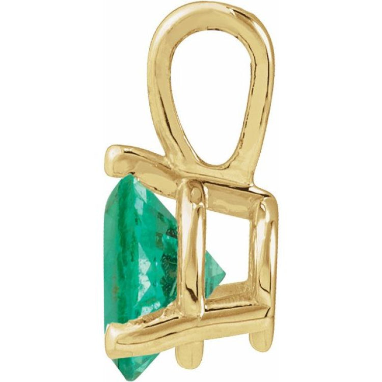 14K Yellow Gold Lab-Grown Emerald Pendant