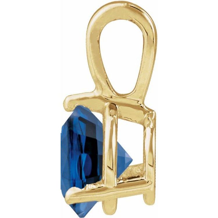 14K Yellow Gold Lab-Grown Blue Sapphire Pendant