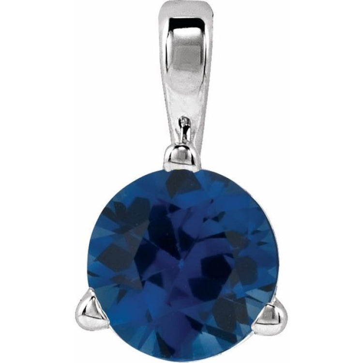 Platinum Lab-Grown Blue Sapphire Pendant