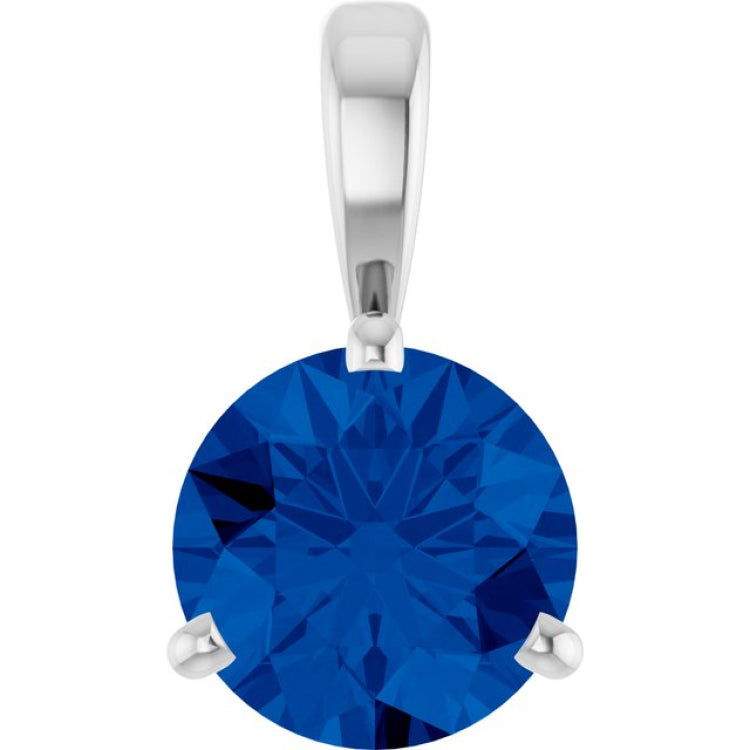 Platinum Lab-Grown Blue Sapphire Pendant