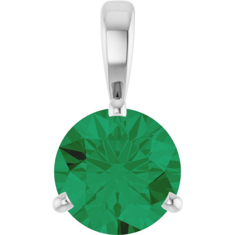 Platinum Lab-Grown Emerald Pendant