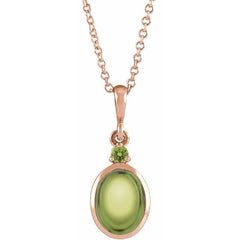 14K Rose Gold 5x3 mm Natural Peridot 16-18" Necklace