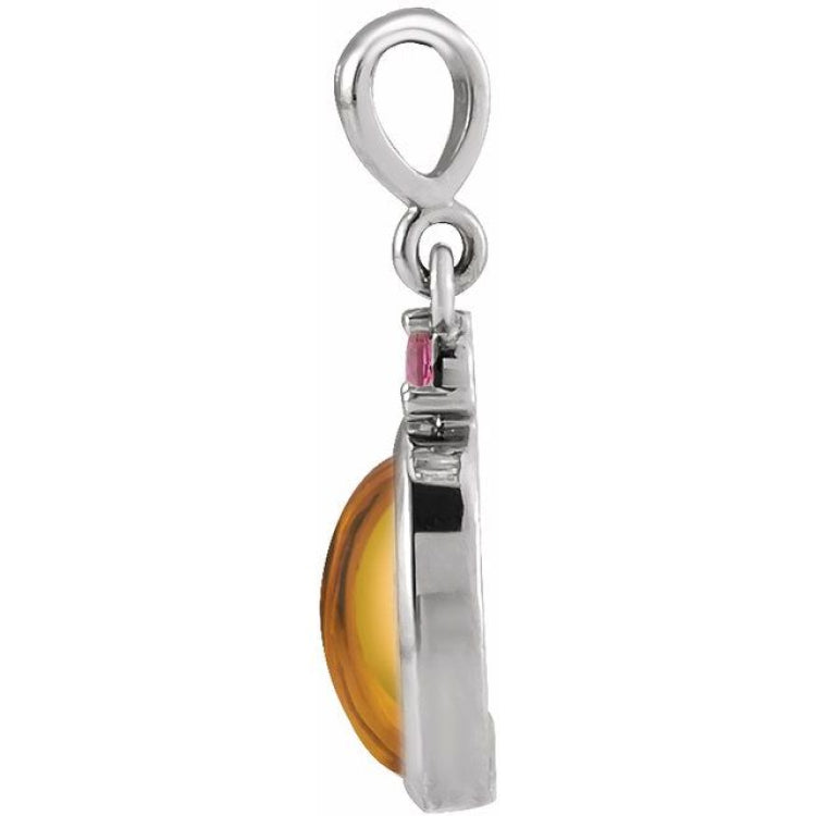 Platinum 6x4 mm Natural Citrine & Natural Pink Tourmaline Pendant