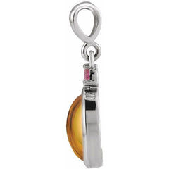 Platinum 5x3 mm Natural Citrine & Natural Pink Tourmaline Pendant