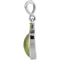Platinum 8x6 mm Natural Peridot Pendant