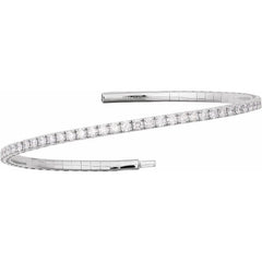 14K White Gold 1 CTW Natural Diamond  Flexible Bangle 7" Bracelet