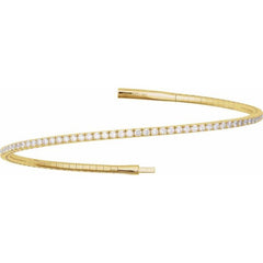 14K Yellow Gold 2 CTW Natural Diamond Flexible Bangle 7" Bracelet