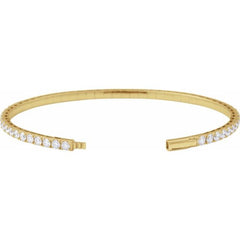 14K Yellow Gold 5 CTW Natural Diamond Flexible Bangle 7" Bracelet