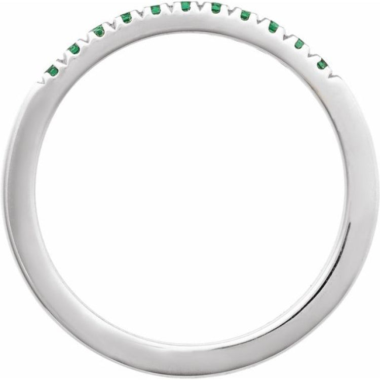 Sterling Silver Natural Emerald Stackable Ring