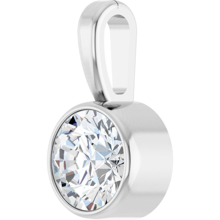 14K White Gold 1/3 CT Lab-Grown Diamond Bezel-Set Solitaire Pendant
