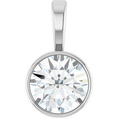 14K White Gold 9/10 CT Lab-Grown Diamond Bezel-Set Solitaire Pendant