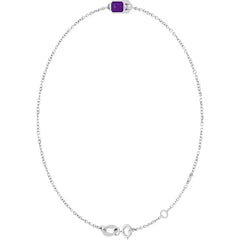 14K White Gold Natural Amethyst 6 1/2-7 1/2" Bracelet