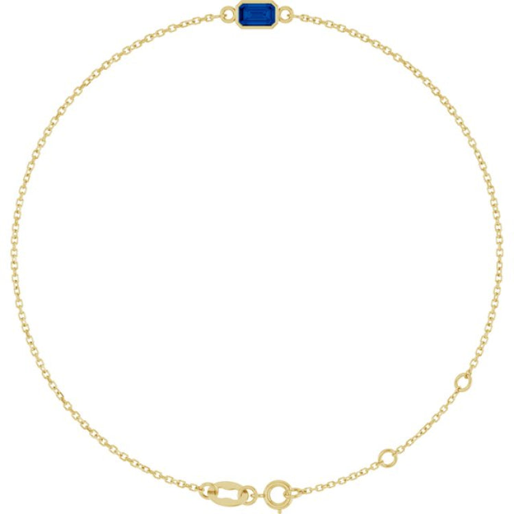 14K Yellow Gold Natural Blue Sapphire 6 1/2-7 1/2" Bracelet