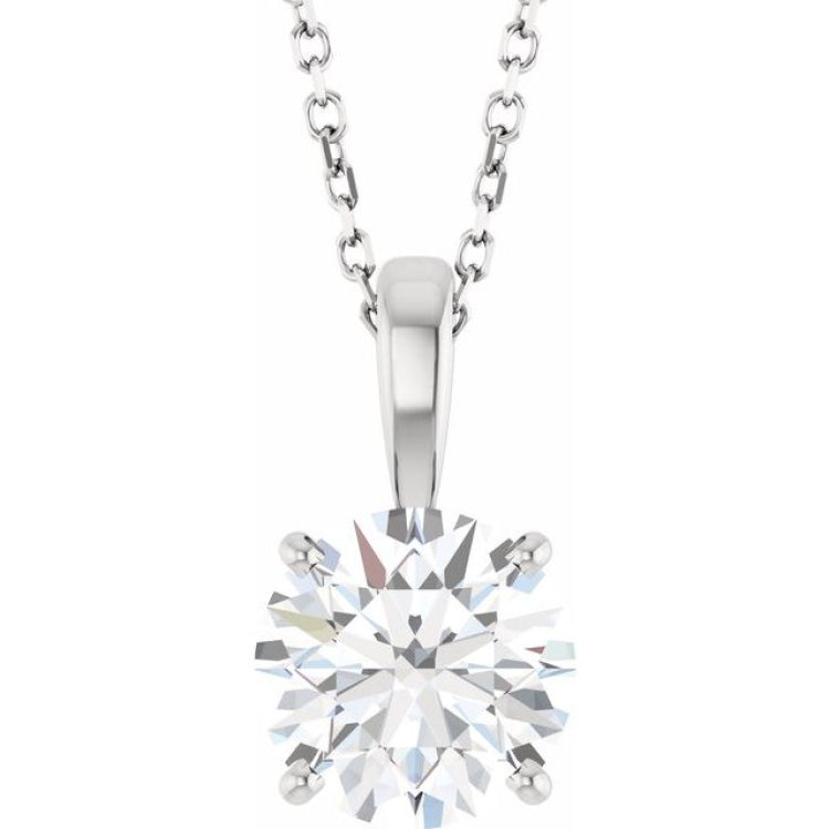 14K White Gold 2 CT Lab-Grown Diamond 18" Necklace