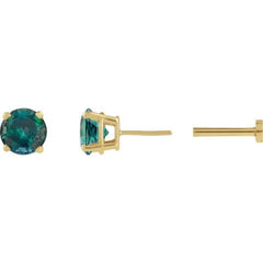 14K Yellow Gold Lab-Grown Alexandrite Earring