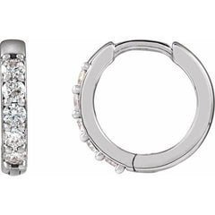 14K White Gold 1/4 CTW Lab-Grown Diamond Hinged 12.5 mm Hoop Earrings