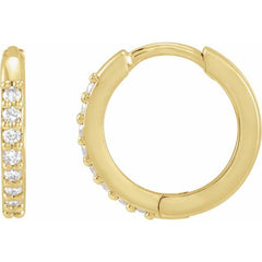 14K Rose Gold 1/6 CTW Natural Diamond Hinged 10 mm Hoop Earrings