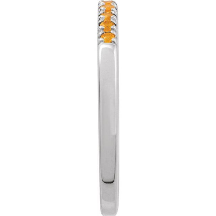 10K White Gold Natural Citrine Stackable Ring