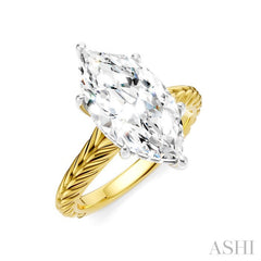 1/10 Ctw Marquise Shape Round Cut Diamond Akari Wheat Shank Semi-Mount Engagement Ring in 14K Yellow and White Gold