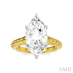 1/10 Ctw Marquise Shape Round Cut Diamond Akari Wheat Shank Semi-Mount Engagement Ring in 14K Yellow and White Gold