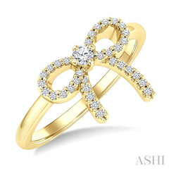 1/5 Ctw Round Cut Diamond Bow Fashion Ring in 10K Yellow Gold
