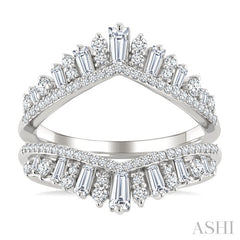 1 Ctw Tiara-Shaped Graduated Baguette and Round Cut Diamond Insert Ring in 14K White Gold